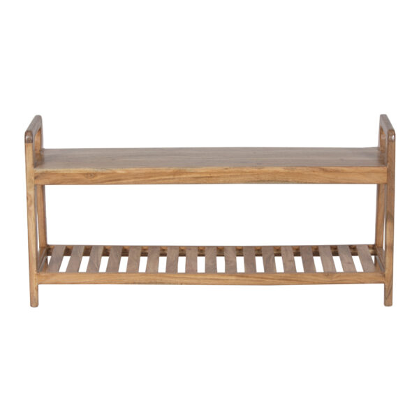 Palam Acacia Wood Bench With Slats Shelf Large