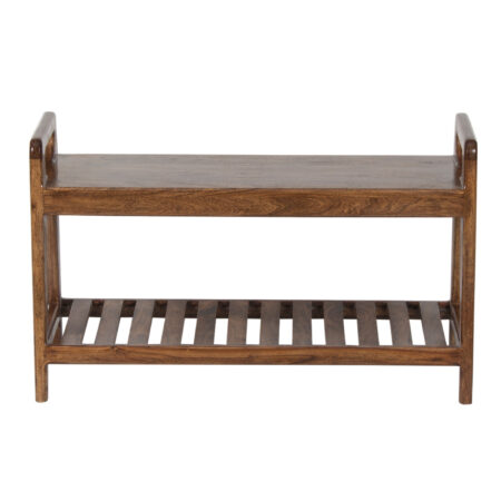 Palam Acacia Wood Bench with Slats Shelf Small