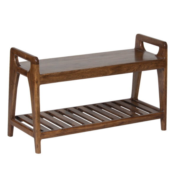 Palam Acacia Wood Bench With Slats Shelf Small