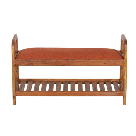 Palam Acacia Wood Bench Light Chestnut in Maroon or Beige Fabric