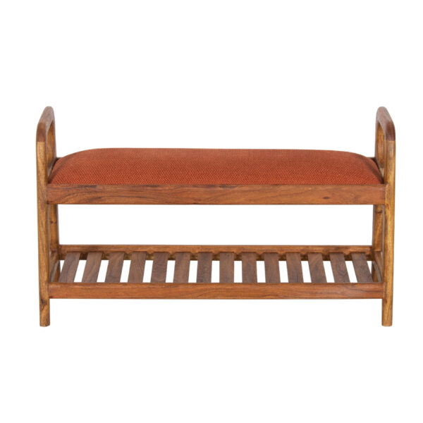 Palam Acacia Wood With LAV Fabric Upholstery Seat Bench