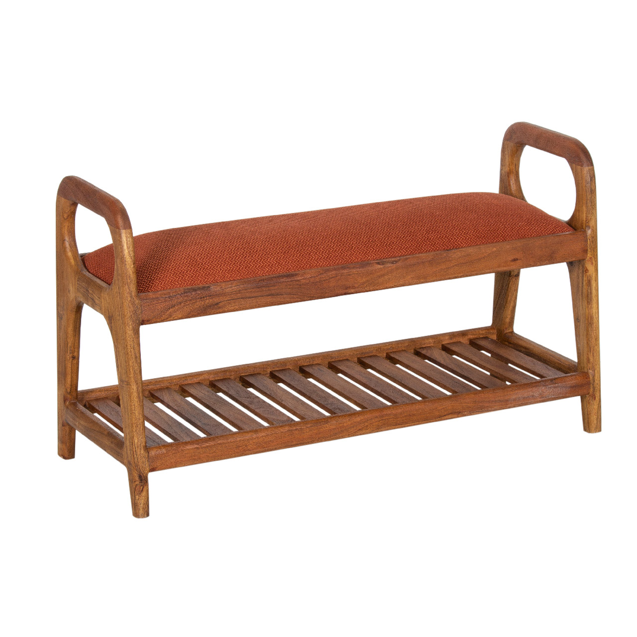 Palam Acacia Wood With LAV Fabric Upholstery Seat Bench
