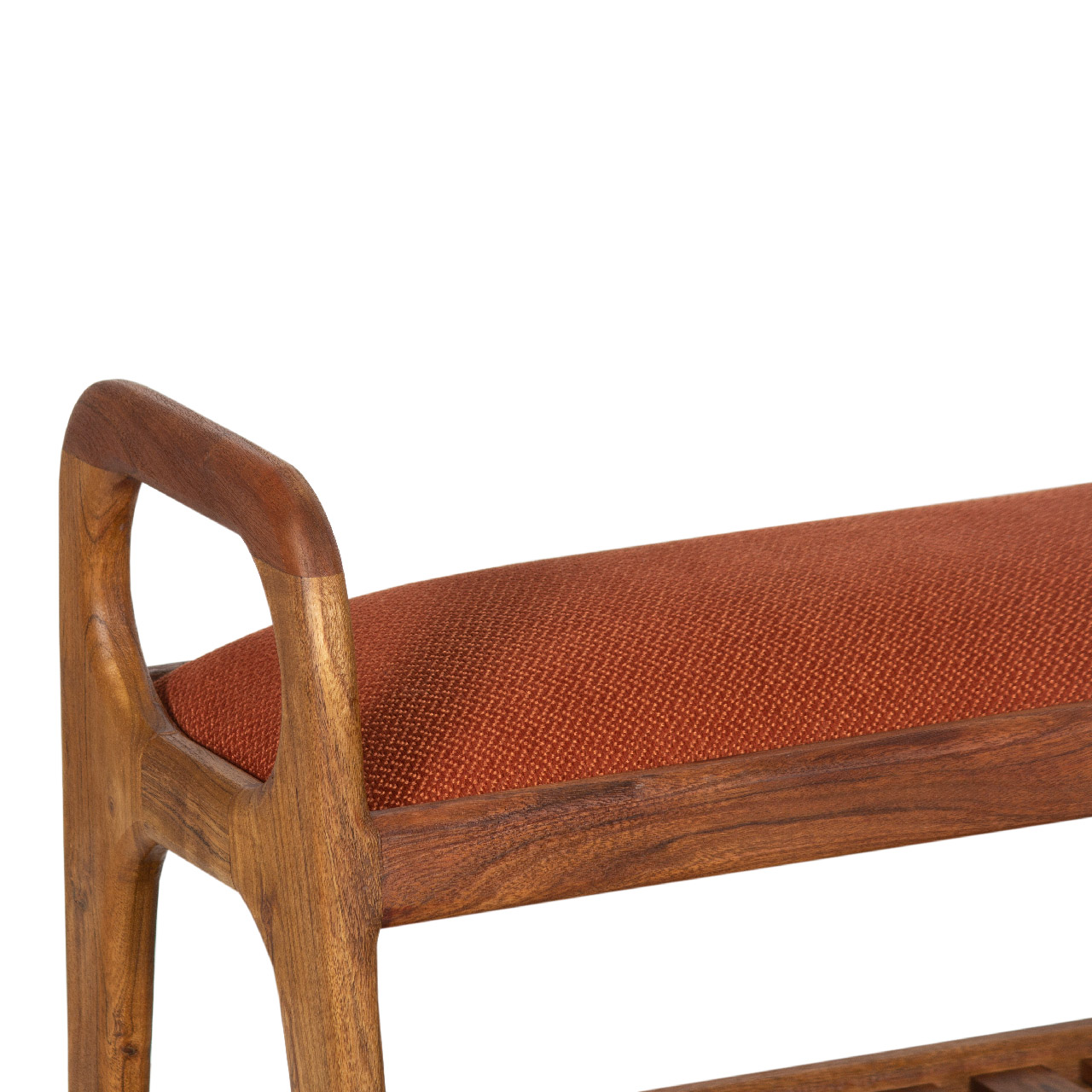 Palam Acacia Wood With LAV Fabric Upholstery Seat Bench