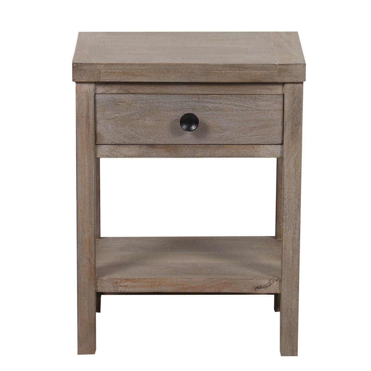 Farmhouse Mango Wood Night Stand 1 Drawer with Shelf