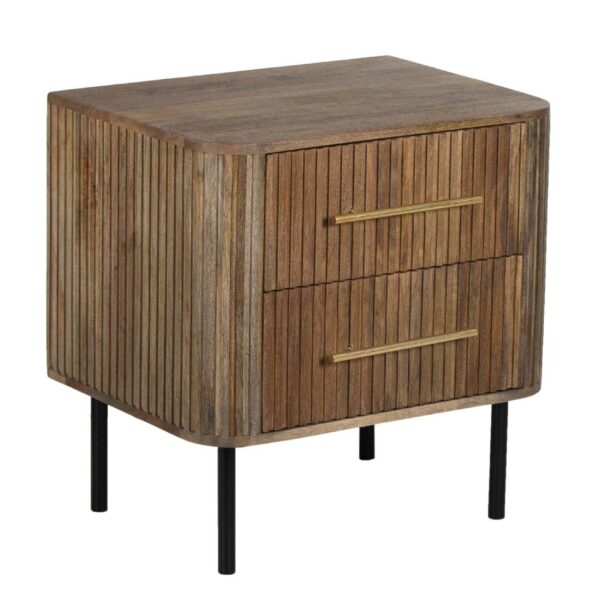 Paylor Mango Wood Metal Legs 2 Drawer Night Stand