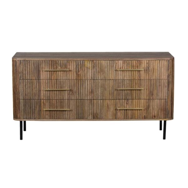 Paylor Mango Wood Metal Legs 6 Drawer Dresser