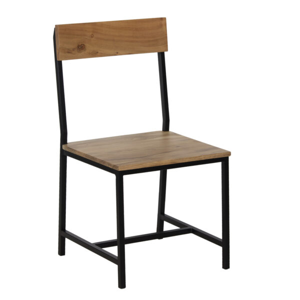 Pike Acacia Wood Seat Back Metal Frame Dining Chair