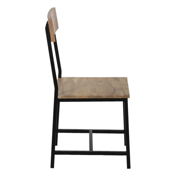 Pike Acacia Wood Seat Back Metal Frame Dining Chair