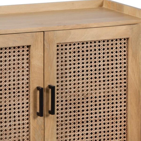 Poland Mango Wood Cane 2 Door Cabinet