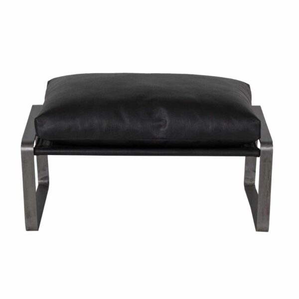 Porgabi Metal Black Buff Leather Ottoman