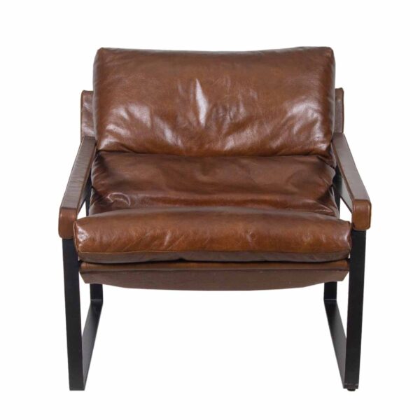 Porgabi Metal Brown Buff Leather Lounge Chair