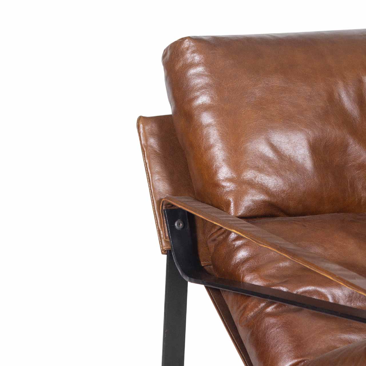 Porgabi Metal Brown Buff Leather Lounge Chair