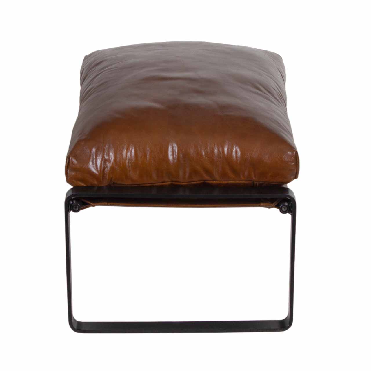 Porgabi Metal Brown Buff Leather Ottoman