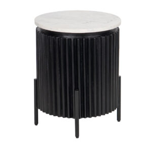 Reagan Mango Wood Round Marble Top Side Table
