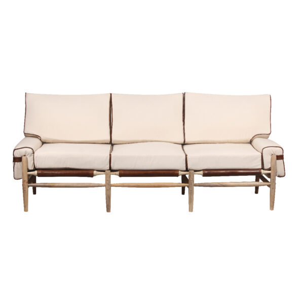 Rhys Mango Wood Canvas Fabric Sofa