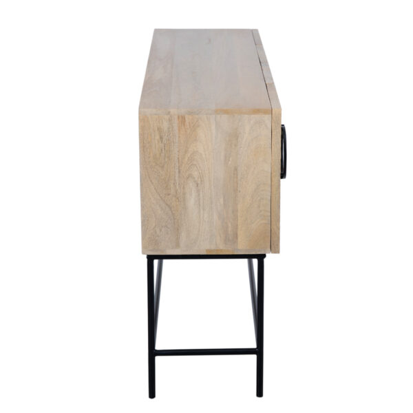 Roya Mango Wood Metal Stand 4 Door Cabinet