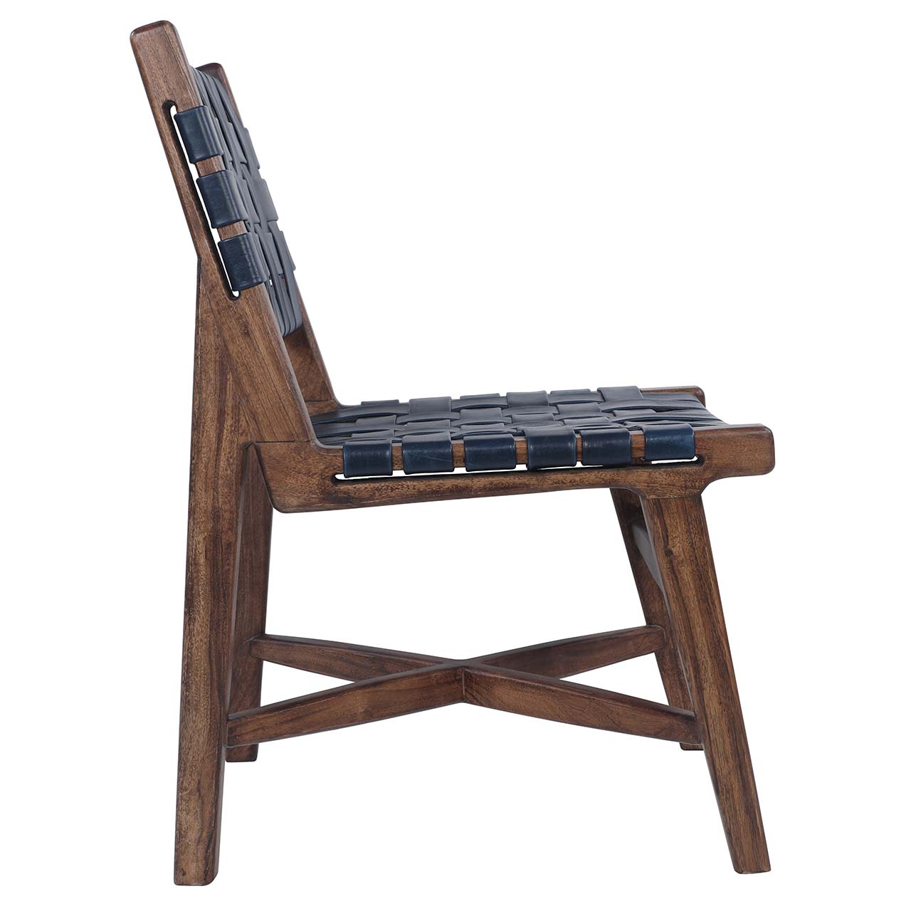 Washed Walnut / Navy Blue Leather