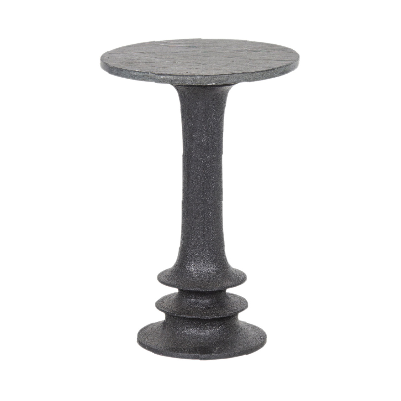 Sabel Mango Wood Black Marble Top Round Martini Table Large