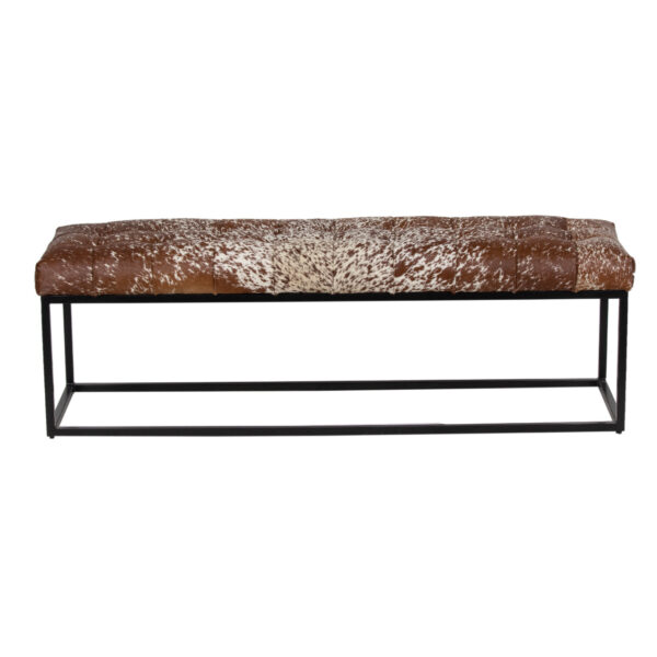 Sandy Metal Bench with Cow Leather