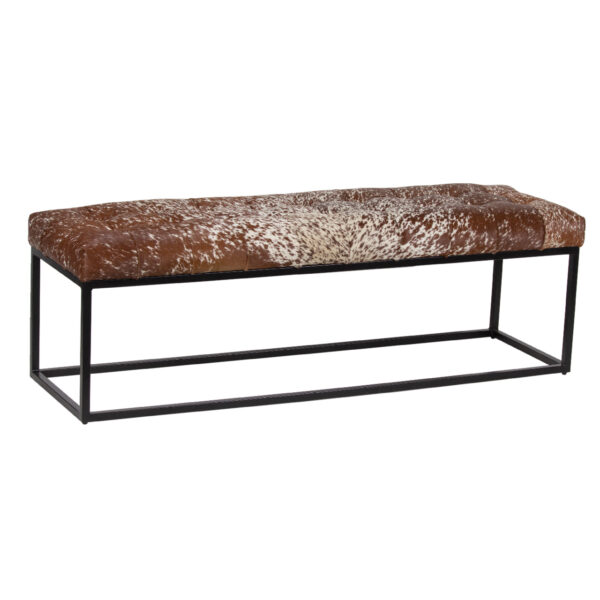 Sandy Metal Bench with Cow Leather