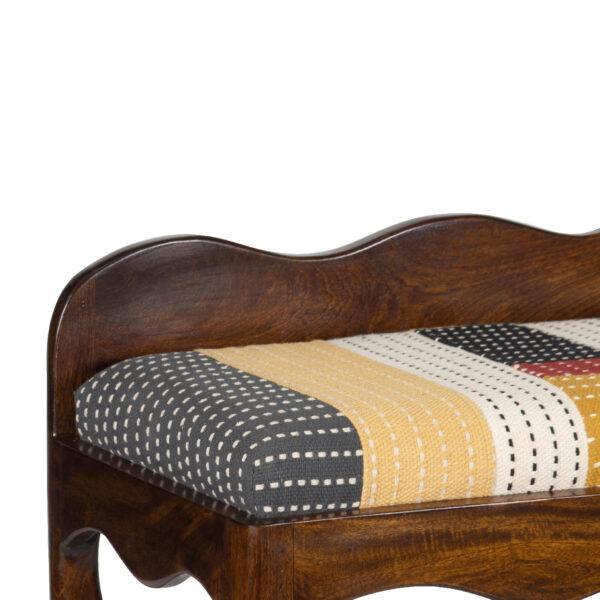 Santana Mango Wood With Cotton Hand Work Fabric Bench