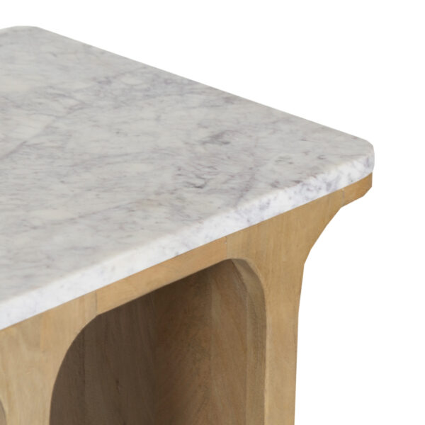 Santiago Mango Wood Marble Top Side Table