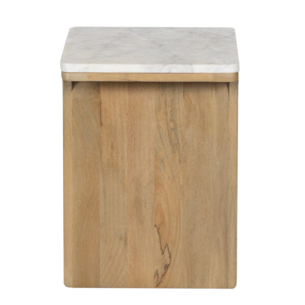 Santiago Mango Wood Marble Top Side Table