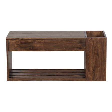 Selia Acacia Wood Lift Top Bench with Magazine Holder