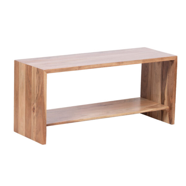 Shallow Acacia Wood Entryway Bench