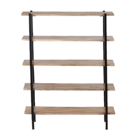 Simon Mango Wood 5 Tier Metal Stand Bookshelf