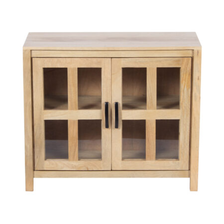 Swiss Mango Wood Glass 2 Door Cabinet