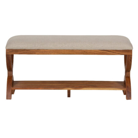 Teoman Acacia Wood Shoe Bench with Shelf