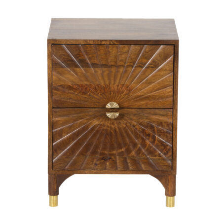 Tiara Mango Wood Bedside Table with 2 Drawer