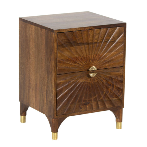 Tiara Mango Wood Bedside Table With 2 Drawer