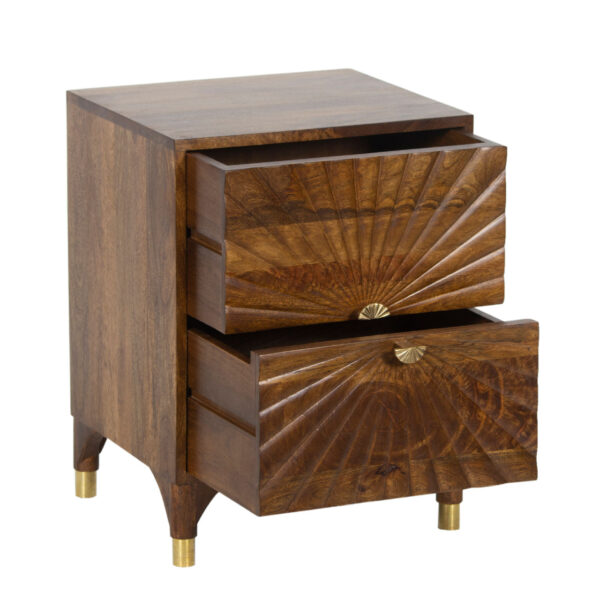 Tiara Mango Wood Bedside Table With 2 Drawer