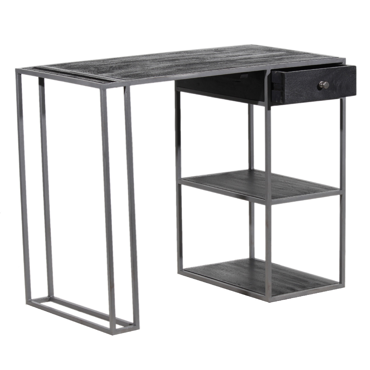 Trail Mango Wood Metal Base 1 Drawer Desk With Shelf