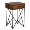 Traymore Mango Wood Drawer Metal Base Side Table