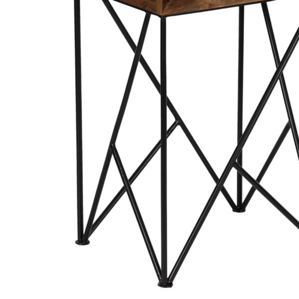 Traymore Mango Wood Drawer Metal Base Side Table