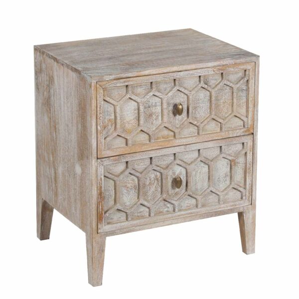 Trellis Mango Wood 2 Drawer Bedside Table