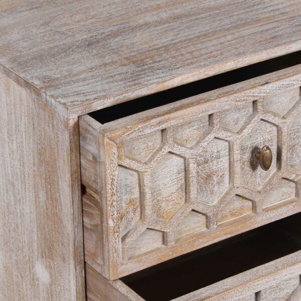 Trellis Mango Wood 2 Drawer Bedside Table