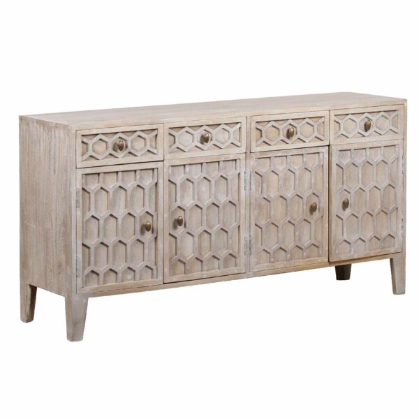 Trellis Mango Wood 4 Drawer 4 Door Sideboard