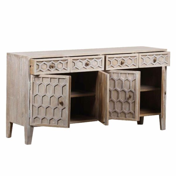 Trellis Mango Wood 4 Drawer 4 Door Sideboard