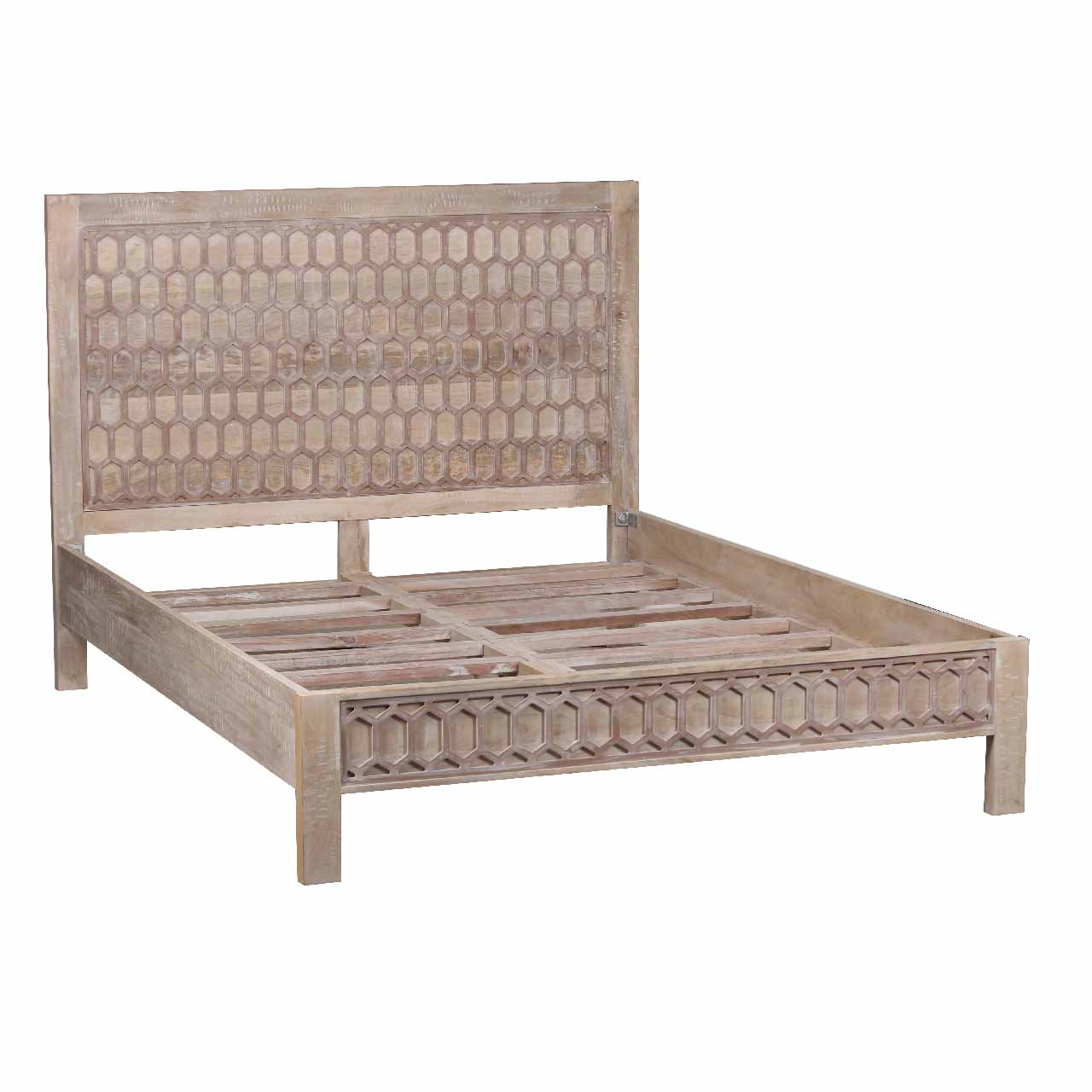 Trellis Mango Wood King Bed Mattress 76x80