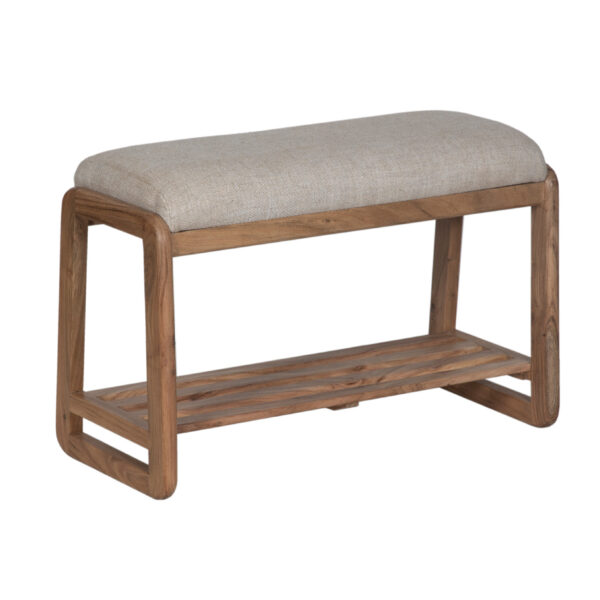 Umar Acacia Wood Upholstery Seat Slats Shelf Bench