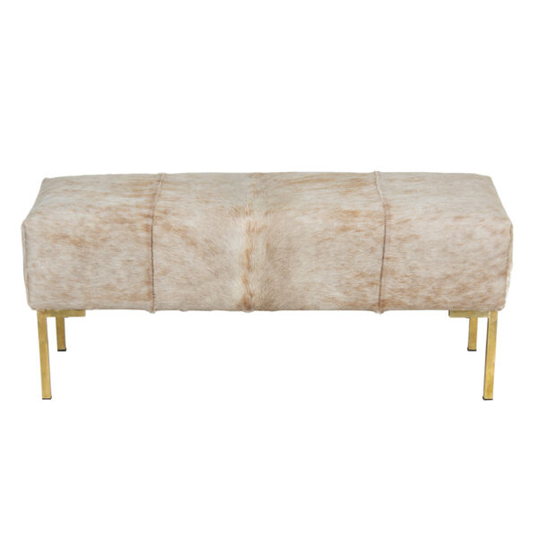 Villa Hair on Hide With Brass Legs Bench