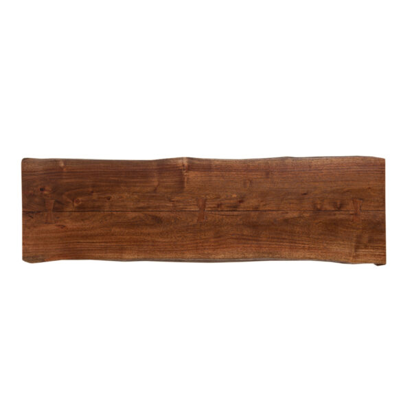 Yukon Acacia Wood Live Edge Entryway Bench with Metal Shelf